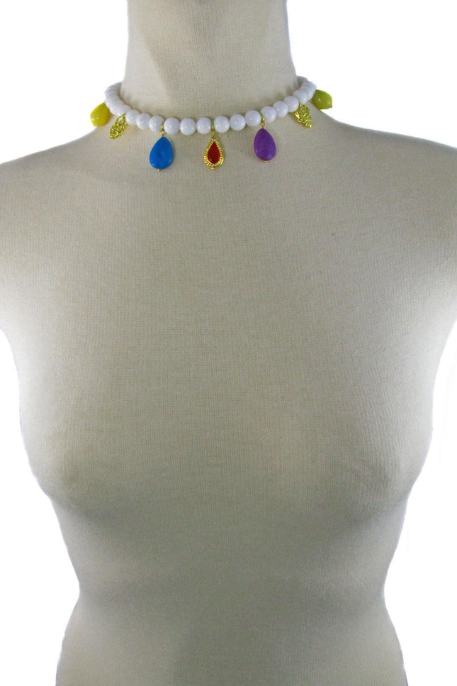 Maria Moyseos | ARIA White short Necklace with charms