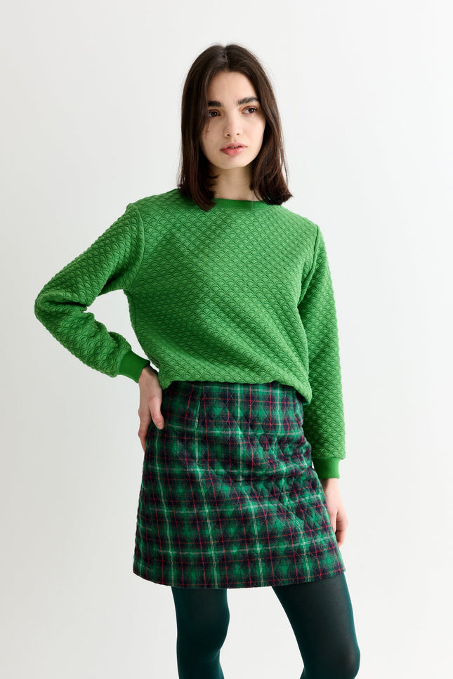Aubin Winter Check Quilted Mini Skirt – Green - Back