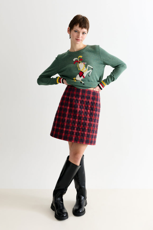 Aubin Winter Check Quilted Mini Skirt – Red - Detail 2