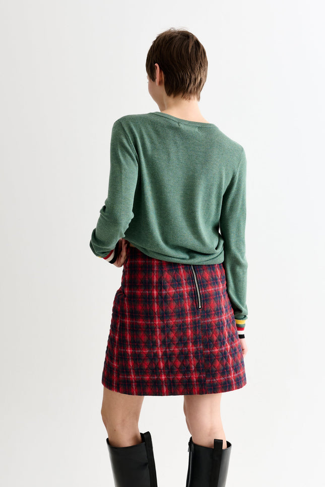 Aubin Winter Check Quilted Mini Skirt – Red - Back