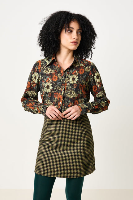 Aubin Burray A-Line Check Skirt - Fern - Detail 1