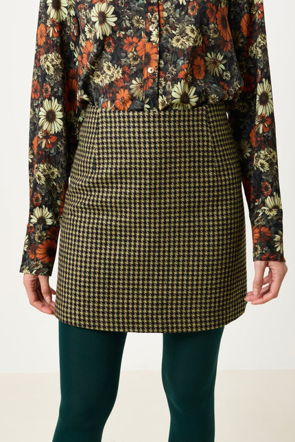 Aubin Burray A-Line Check Skirt - Fern - Front