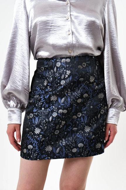 Aubin Magic Forest Jacquard Mini Skirt - Blue - Back