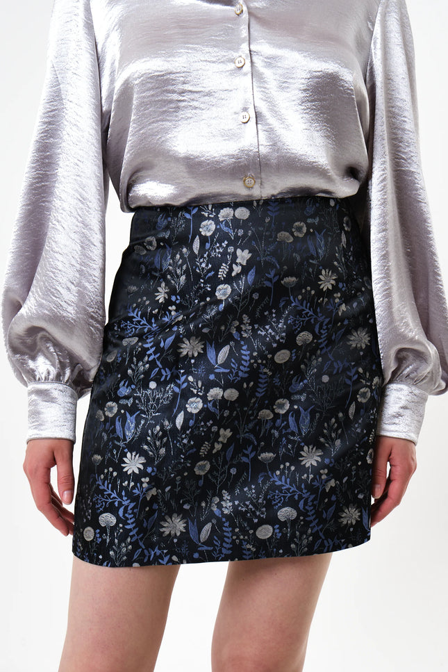 Aubin Magic Forest Jacquard Mini Skirt - Blue - Back
