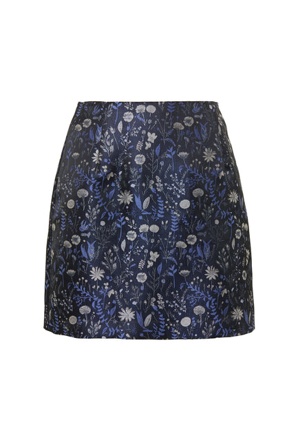 Aubin Magic Forest Jacquard Mini Skirt - Blue - Styled