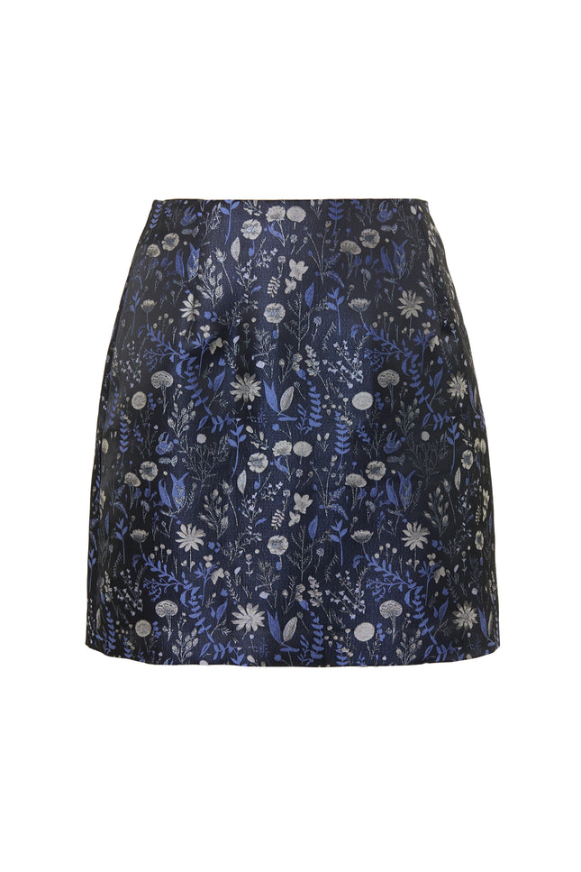 Aubin Magic Forest Jacquard Mini Skirt - Blue - Styled