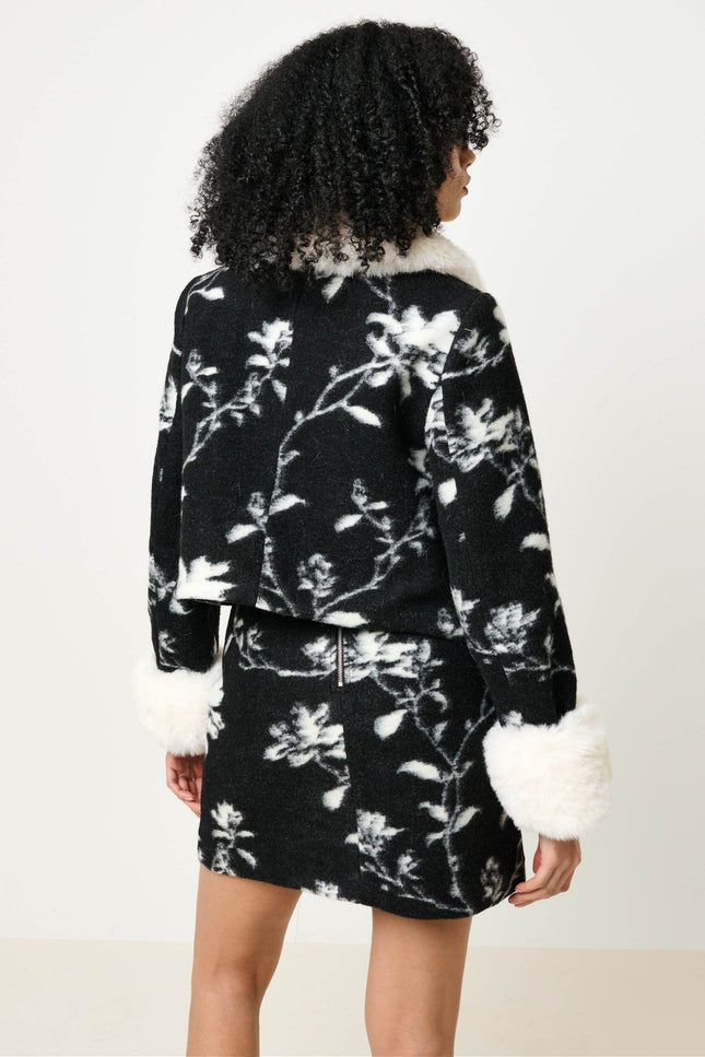 Aubin Power Bloom A-Line Mini Skirt - Black & White - Detail 1