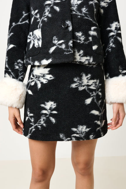 Aubin Power Bloom A-Line Mini Skirt - Black & White - Front