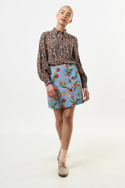 Aubin Tulip Jacquard A-line Mini Skirt - Blue - Detail 1