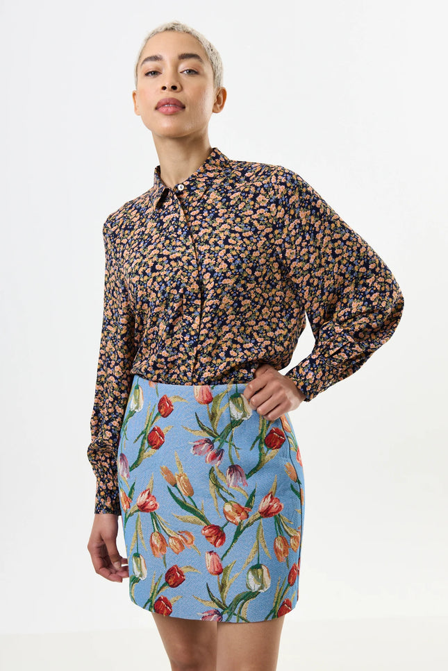 Aubin Tulip Jacquard A-line Mini Skirt - Blue - Detail 2
