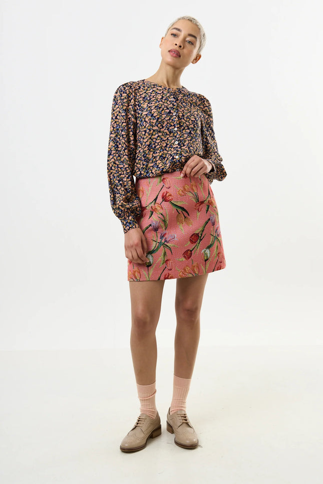 Aubin Tulip Jacquard A-line Mini Skirt - Pink - Detail 1