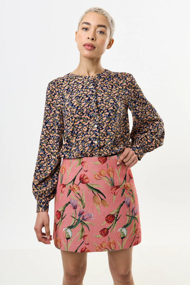 Aubin Tulip Jacquard A-line Mini Skirt - Pink - Front