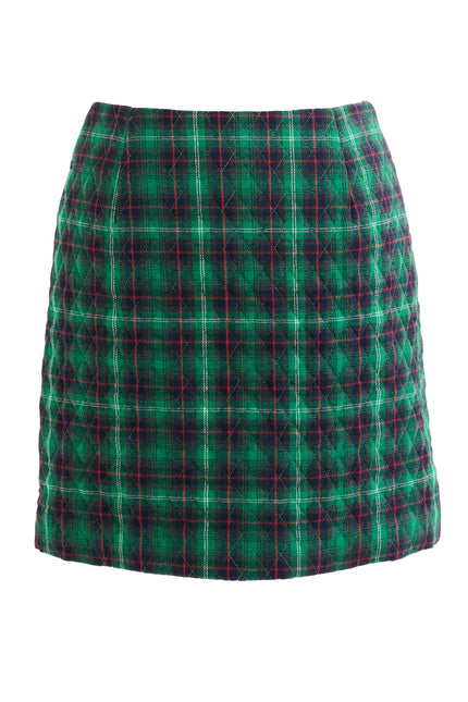Aubin Winter Check Quilted Mini Skirt – Green - Styled