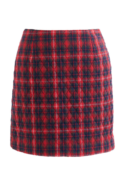 Aubin Winter Check Quilted Mini Skirt – Red - Styled