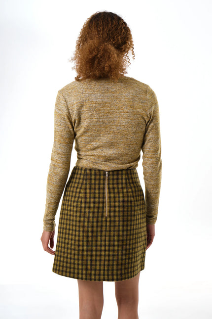 Aubin Wyoming Check A-Line Mini Skirt - Mustard - Back
