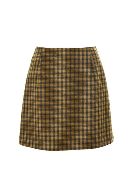 Aubin Wyoming Check A-Line Mini Skirt - Mustard - Styled