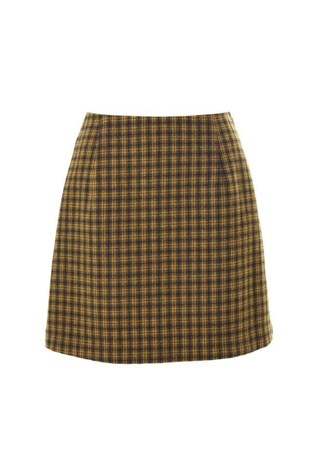 Aubin Wyoming Check A-Line Mini Skirt - Mustard - Styled