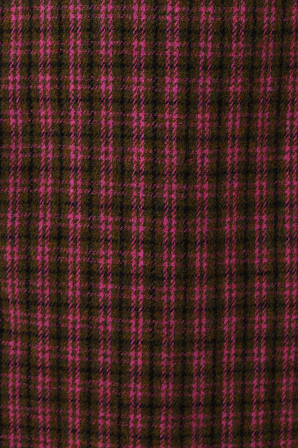 Dryden Wyoming Check Faux Fur Collar Coat - Pink - Detail 5