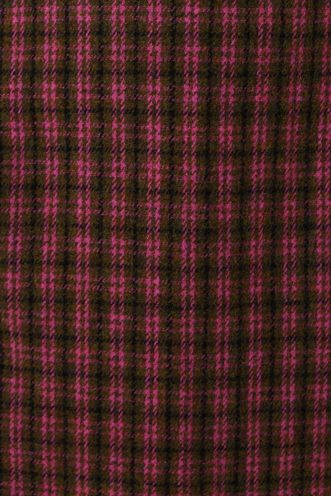 Dryden Wyoming Check Faux Fur Collar Coat - Pink - Detail 5