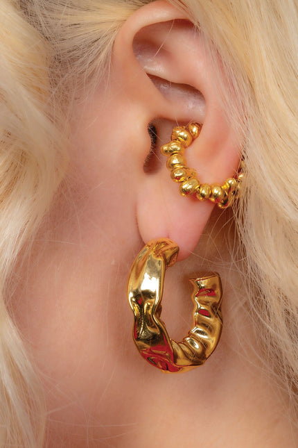 Arvino | Hammered Gold Foil Hoops Small