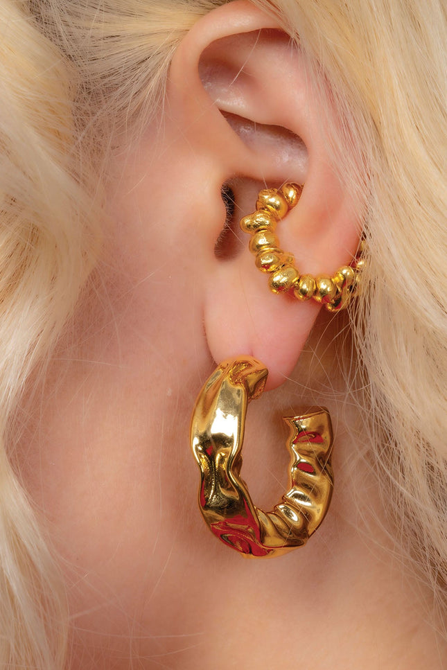 Arvino | Hammered Gold Foil Hoops Small