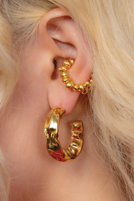 Arvino | Hammered Gold Foil Hoops Medium