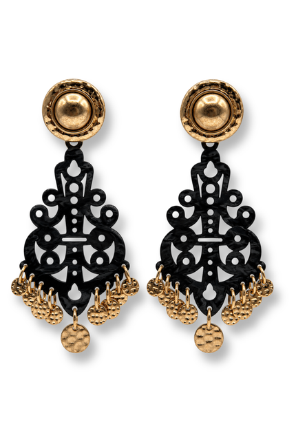 Alice Black Resin Cut Out Earrings