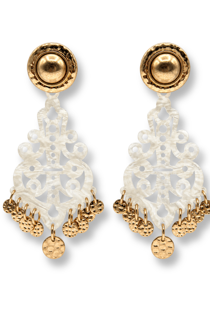 Alice Mother Of Pearl Resin Cut Out Earrings