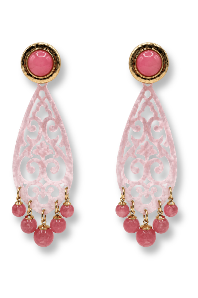 Michael Nash Jewelry | Amelia Rose Earrings With Rose Quartz Drops Earrings