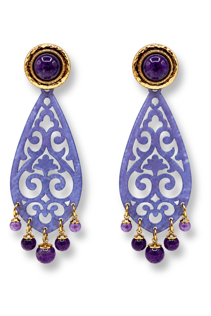 Michael Nash Jewelry | Amelia Light Amethyst Resin Cut Out Resin Drop Earrings