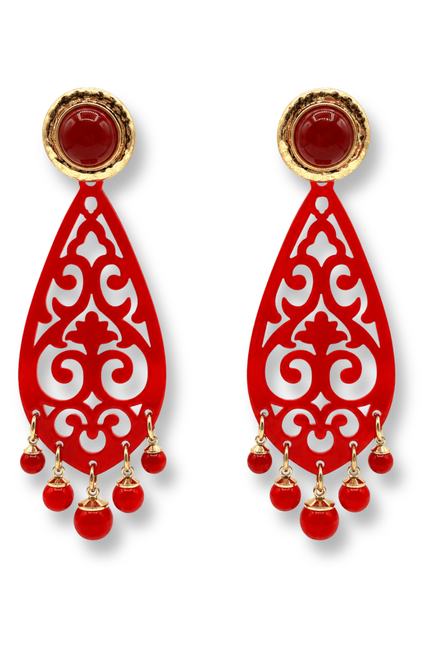 Michael Nash Jewelry | Amelia Red Carnelian Resin Cut Out Drop Earrings