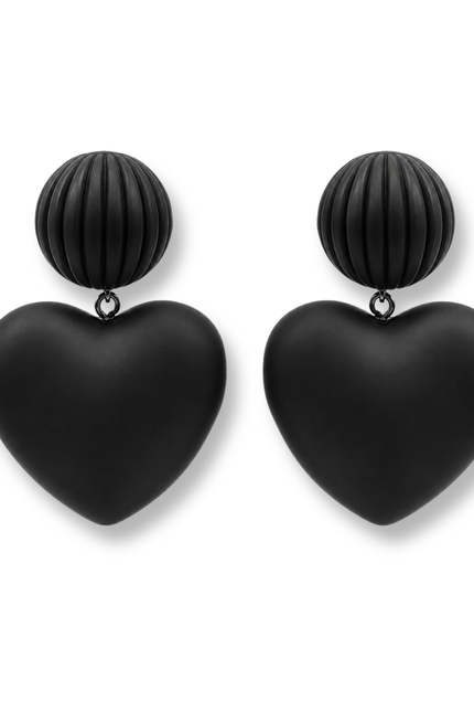 Amour Black Matte Omega Pierced Earrings