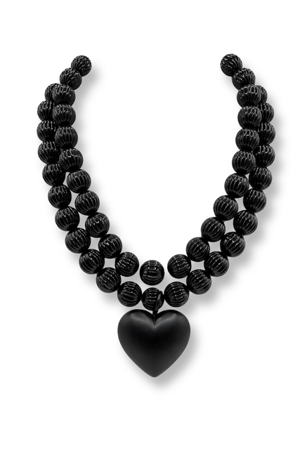Amour Matte Black Heart Necklace