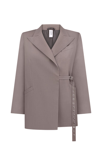 An oversized black woolen jacket grey