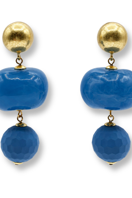 Analise Triple Cornflower Blue Resin Drop Pierced Earrings