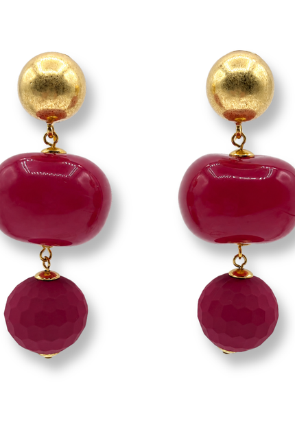 Analise Triple Burgundy Resin Drop Pierced Earrings