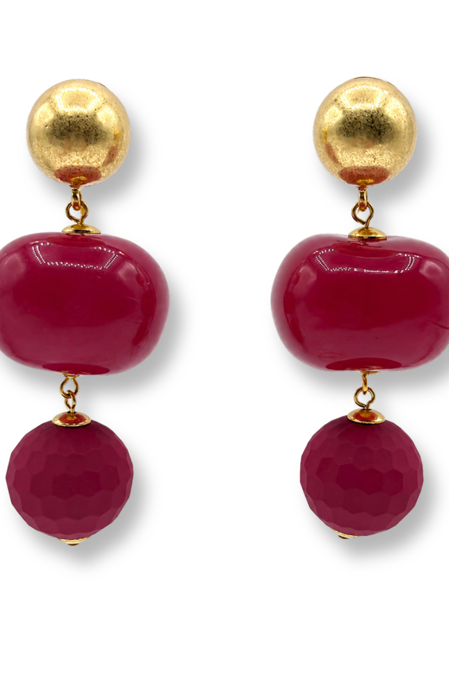 Biżuteria Michaela Nasha | Kolczyki z żywicy Analise Triple Burgundy Resin Drop Przekłute