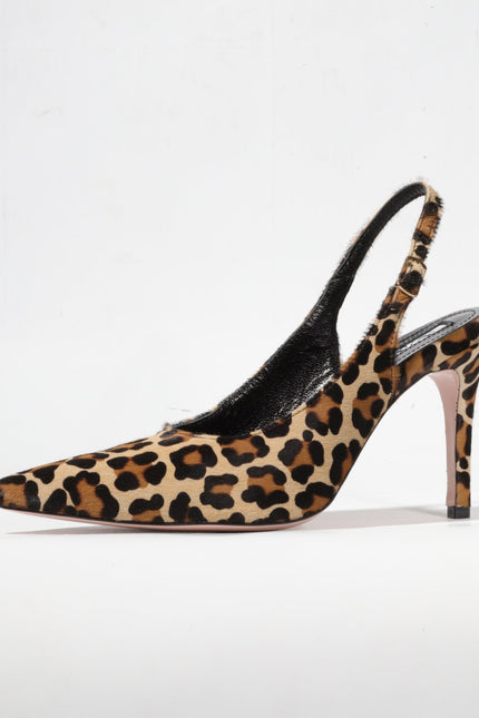 Animal print leather slingback stiletto