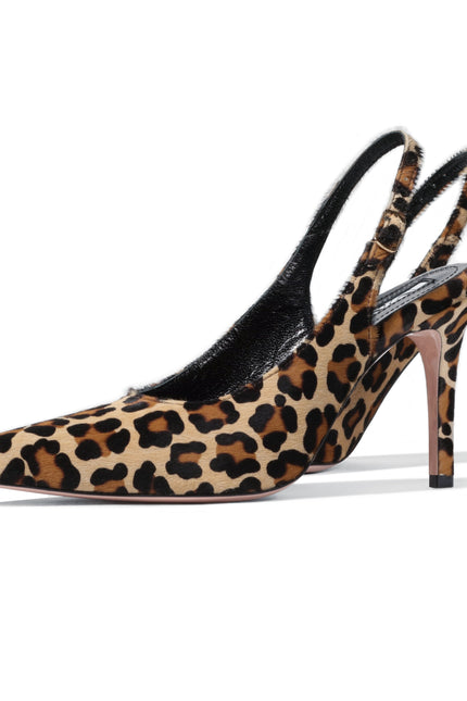 Animal print leather slingback stilettos