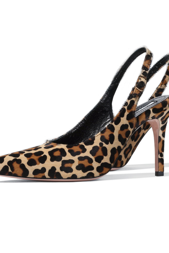 Animal print leather slingback stilettos