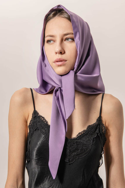 EVÉN I Anna Double-Sided Satin Head Scarf – All Purple