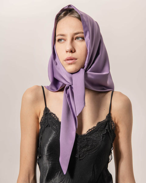 EVÉN I Anna Double-Sided Satin Head Scarf – All Purple