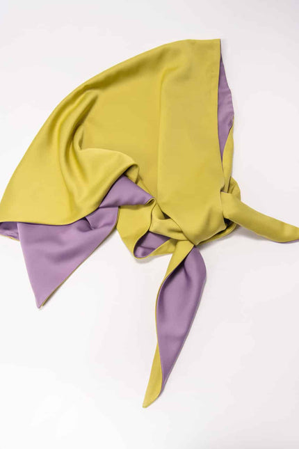 EVÉN I Anna Double-Sided Satin Head Scarf, Olive and Purple