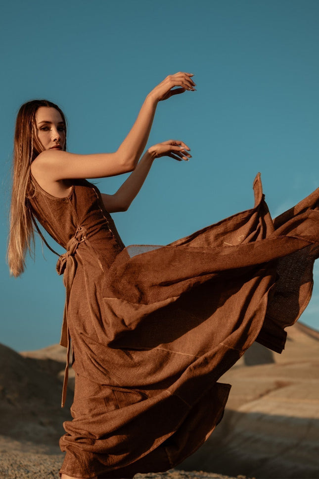 Zhenabia | ZHE Dress in Desert Sand