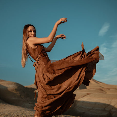 Zhenabia | ZHE Dress in Desert Sand