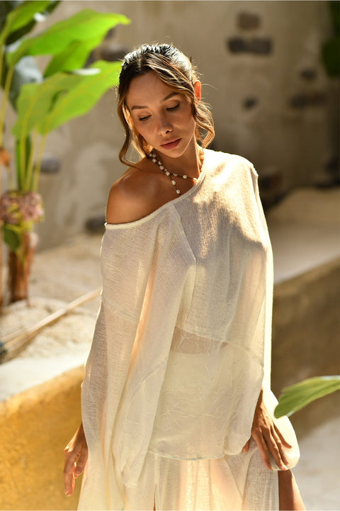 Zhenabia | Leila Top in White