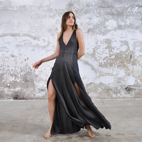 Zhenabia | ZHE Dress in Charcoal