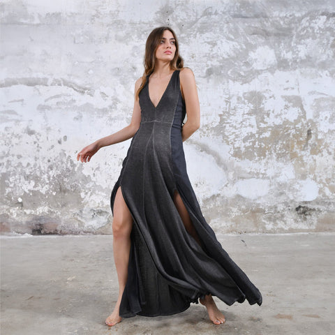 Zhenabia | ZHE Dress in Charcoal