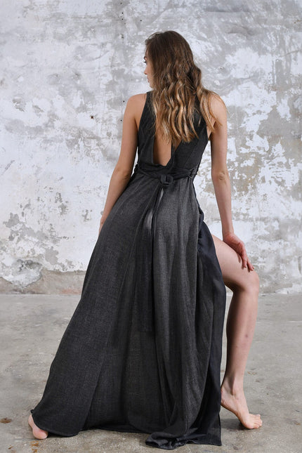 Zhenabia | ZHE Dress in Charcoal