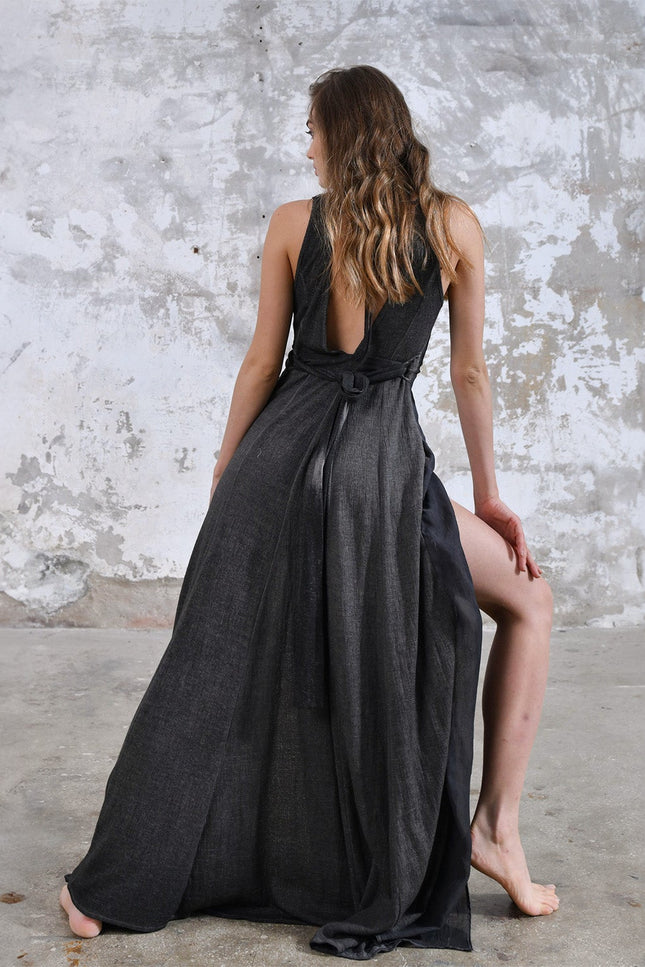 Zhenabia | ZHE Dress in Charcoal